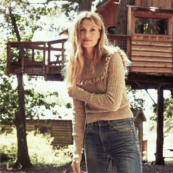 DOEN Tamarind Women's Ruffled Knit Sweater - Beige XS BNWOT - Picture 2 of 3